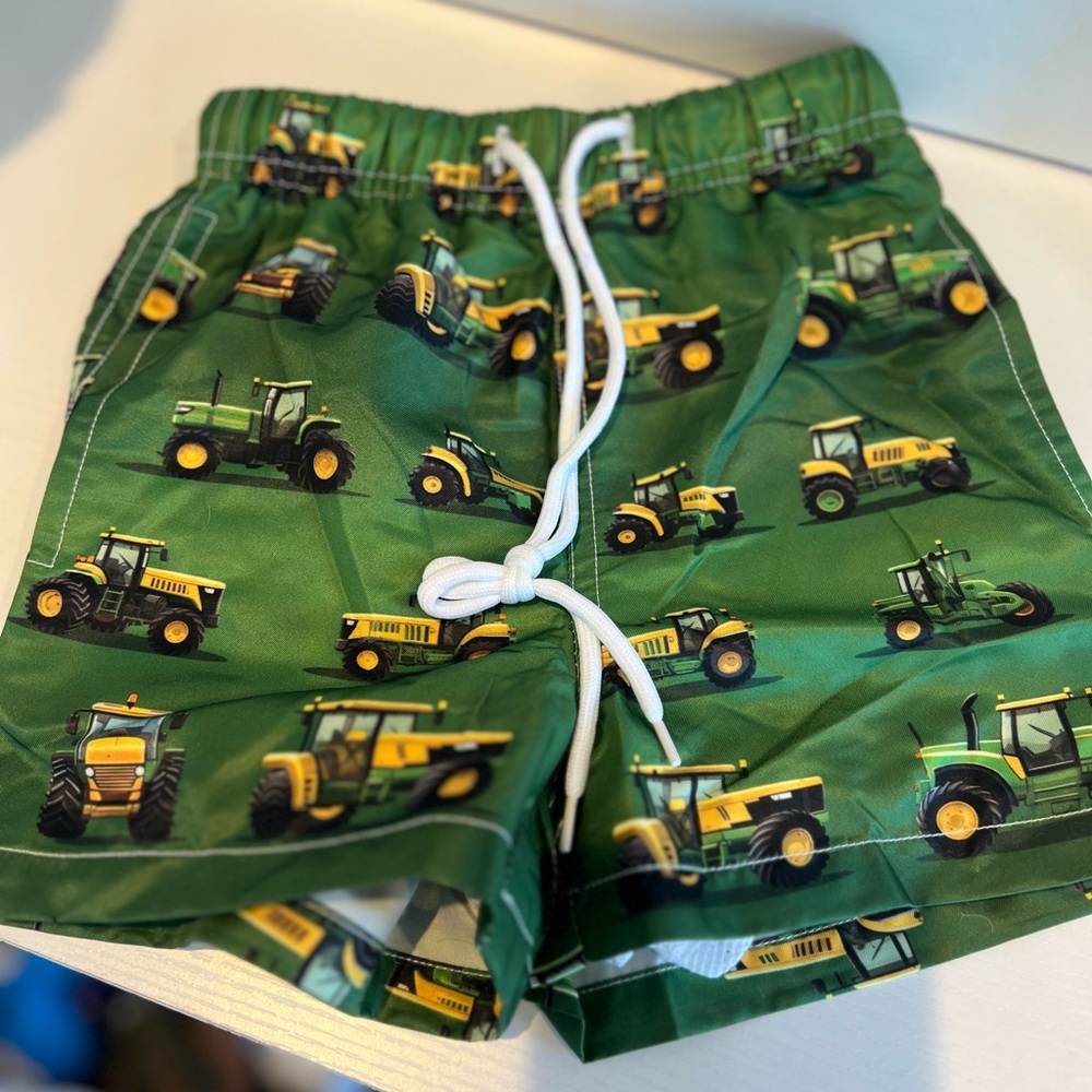Kids Tractor Print Shorts - Green